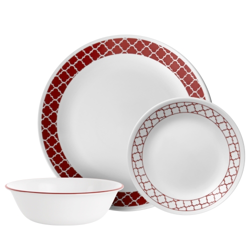 Corelle Crimson Trellis 16pc Dinner Set