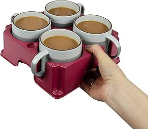 Muggi 4 Cup Holder - Non Spill Portable Drink Caddy Red